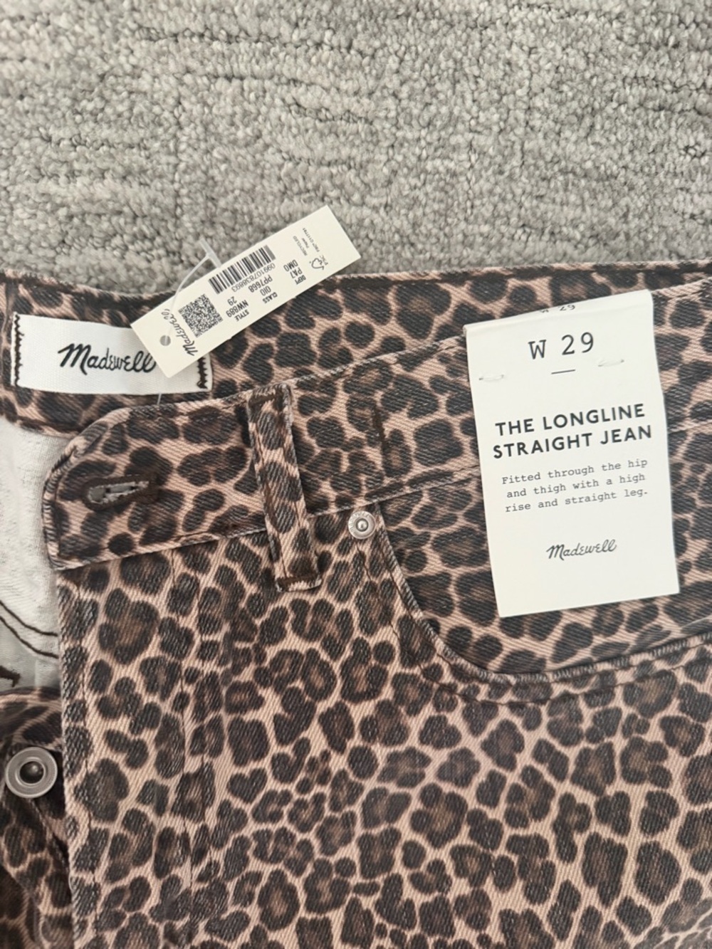Madewell The Longline Straight Jean - Leopard Print Brown/Black - Picture 3 of 5